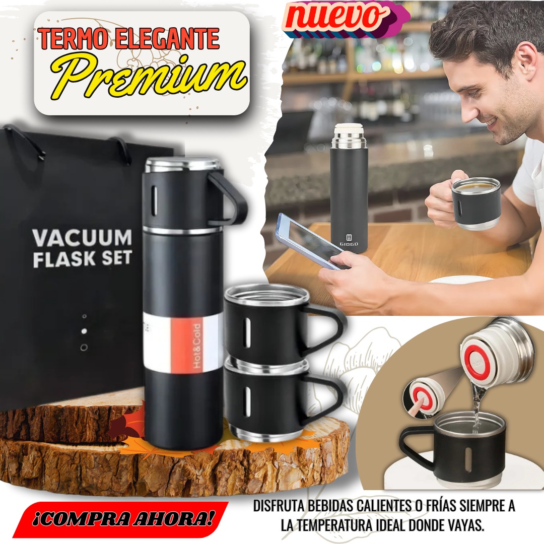 Miniatura 2 de TERMO CON 3 TAZAS EN ACERO CAMPIN O VIAJ